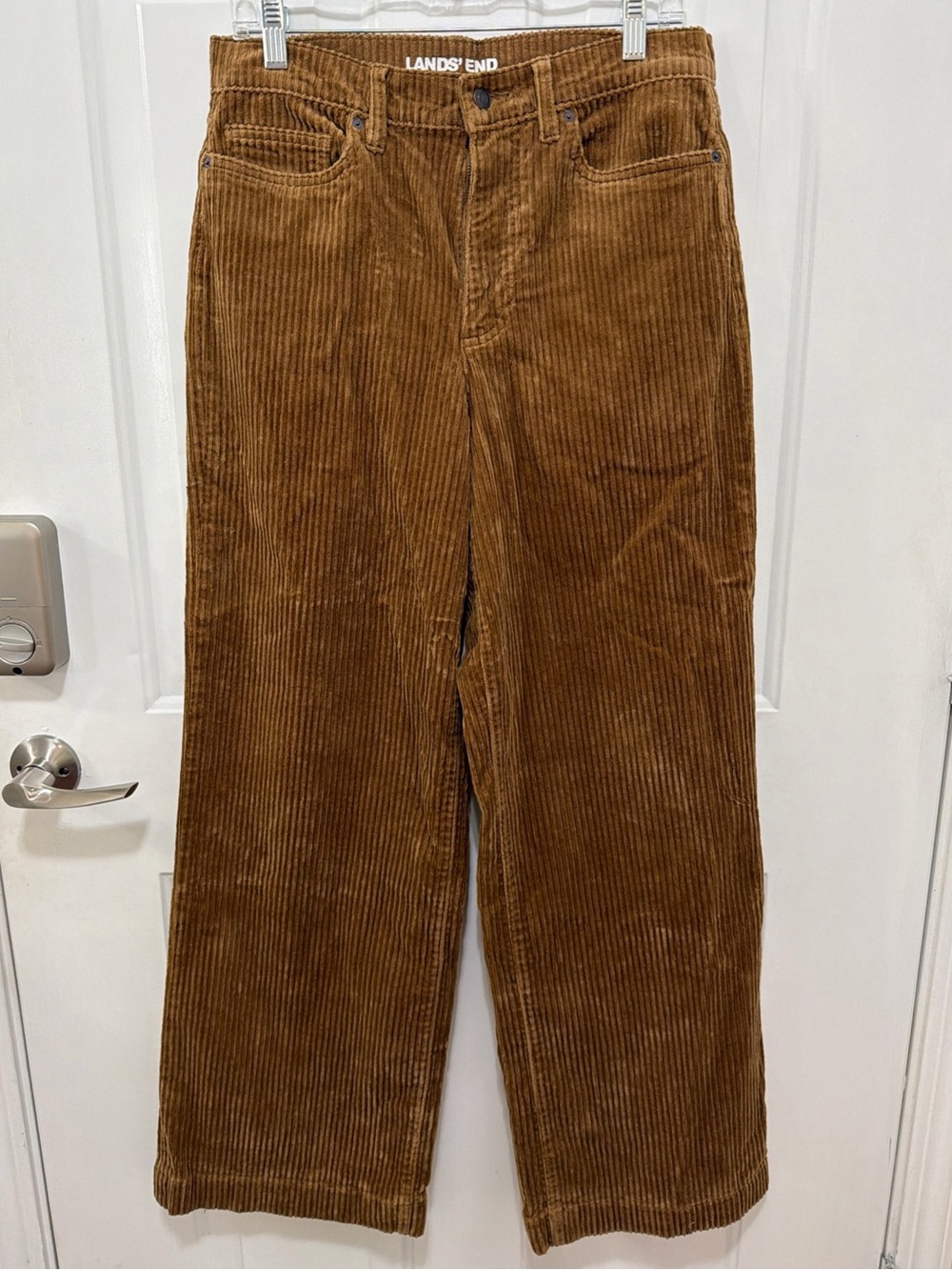 Lands' End Woman's Sz 10 Wide  Leg Corduroy Pants Brown Cotton